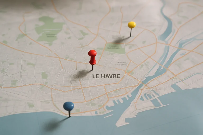 Carte du Havre avec zones de nettoyage d'urgence marquées